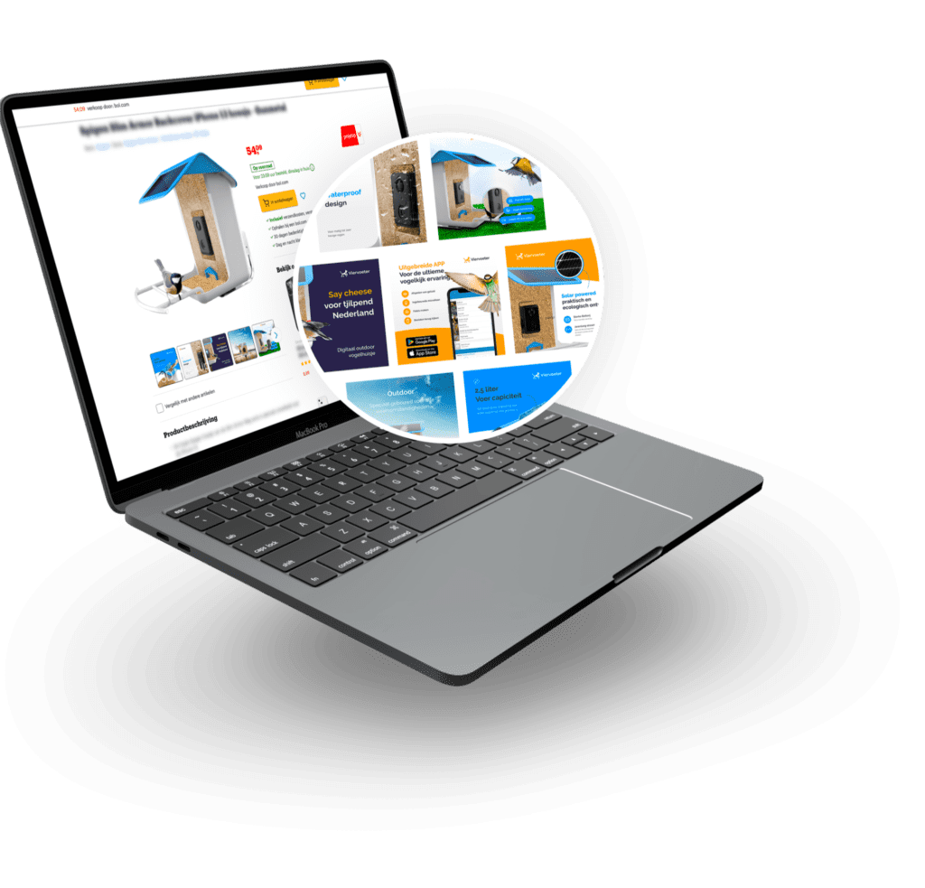 Laptop met een weergegeven webshop, relevant voor hosting en onderhoud