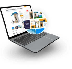 Laptop met een weergegeven webshop, relevant voor hosting en onderhoud