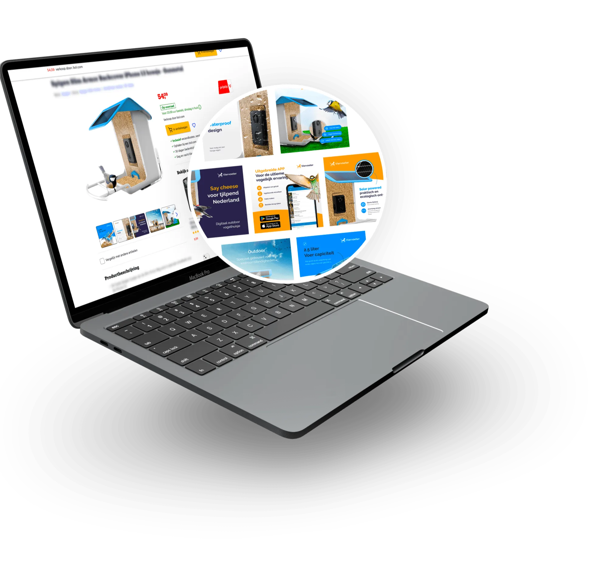 Laptop met een weergegeven webshop, relevant voor hosting en onderhoud