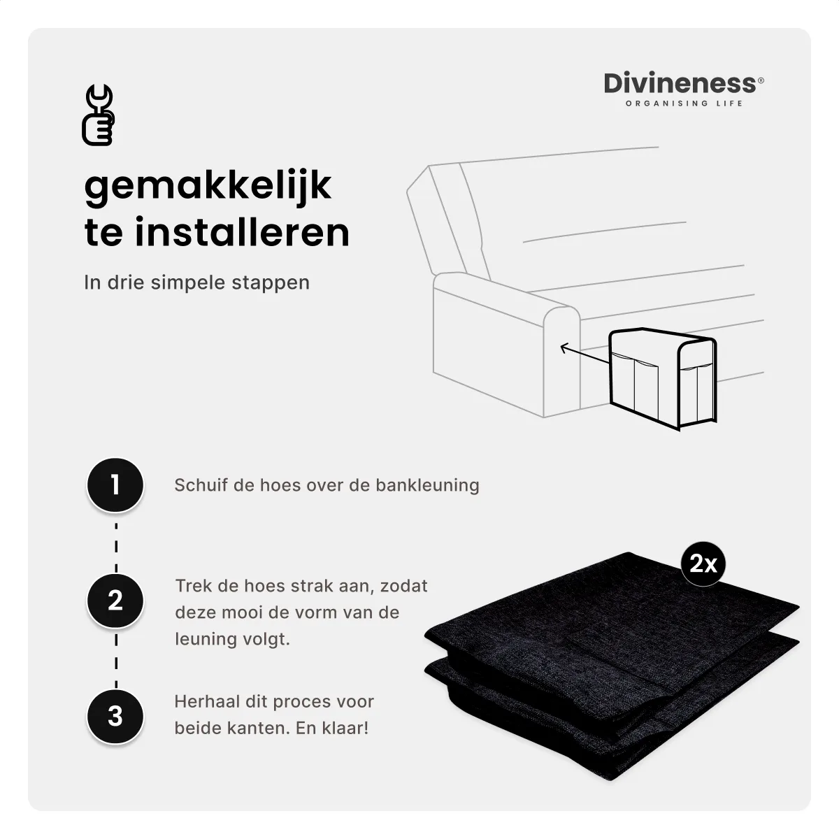 Een afbeelding van zwarte armleuning hoezen, ontworpen voor bescherming en stijl, ideaal voor Bol.com listings.  