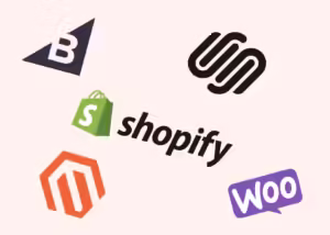 Logo's van 5 beste ecommerce platforms voor SEO