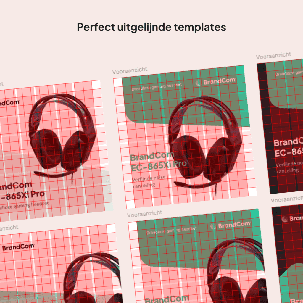 Een tweede mockup van een product listing template, geoptimaliseerd voor het maken van professionele productvermeldingen.