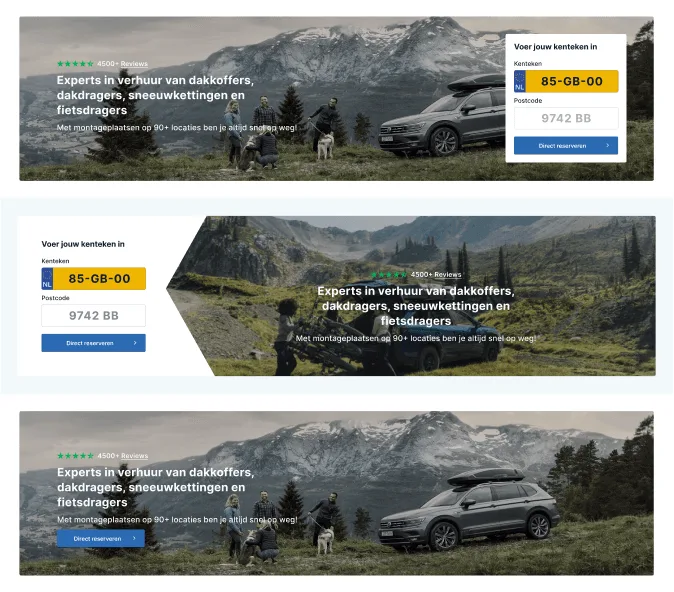 Conversie Optimalisatie - Banners Experts in verhuur van dakkoffers, dakdragers, sneeuwkettingen en fietsdraagers