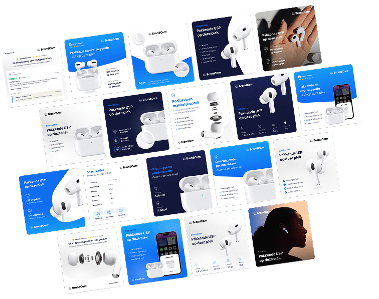 listing templacte showcase met branded listing afbeeldingen geoptimaliseerd voor bol