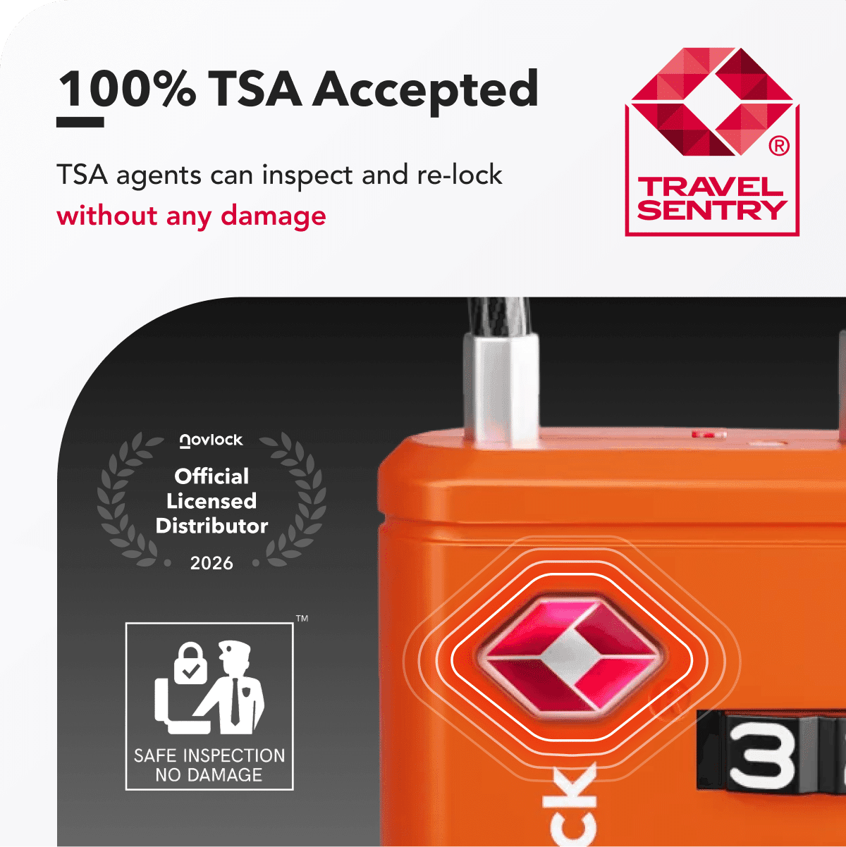 100% TSA-goedgekeurd; TSA-agenten kunnen inspecteren en opnieuw vergrendelen zonder schade