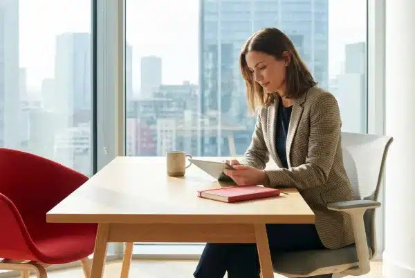 Ondernemer die de mogelijkheden van verkopen op verkent via een digitaal platform