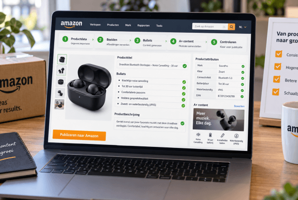 Amazon productcontent automatiseren workflow met productdata, A+ content, beeldrollen en kwaliteitscontrole voor consistente Amazon listings