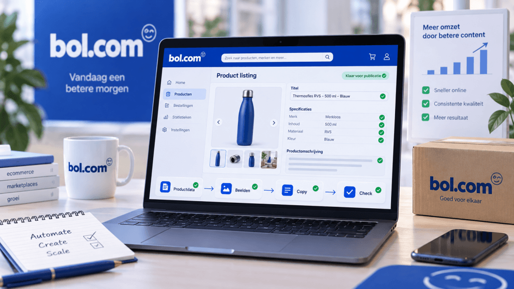 Bol productcontent automatiseren workflow met productdata, beeldrollen, templates en kwaliteitscontrole voor consistente productpagina's