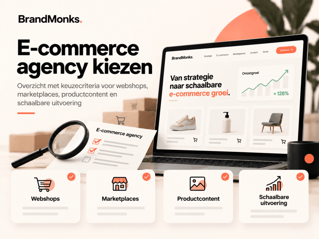 Ecommerce agency kiezen overzicht met keuzecriteria voor webshops, marketplaces, productcontent en schaalbare uitvoering
