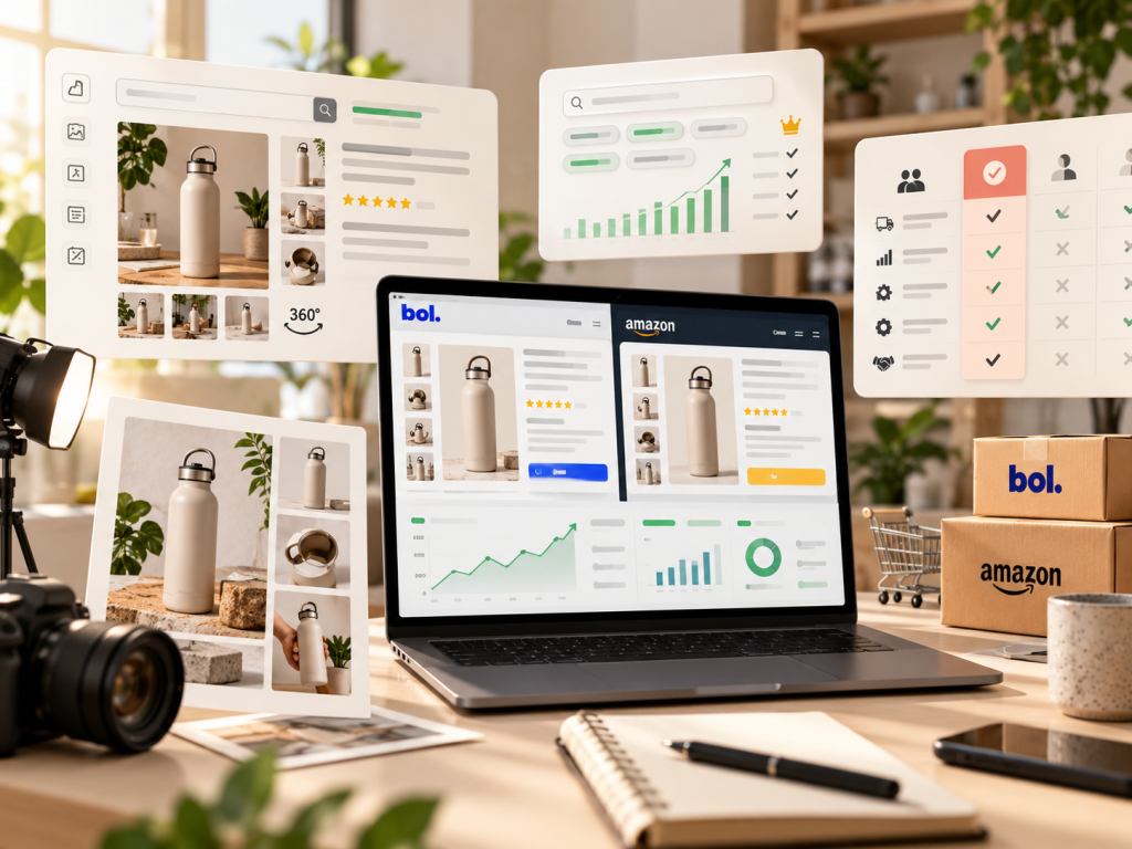 Marketplace agency voor Bol en Amazon overzicht van listing content, productbeelden, marketplace optimalisatie en partnerkeuze