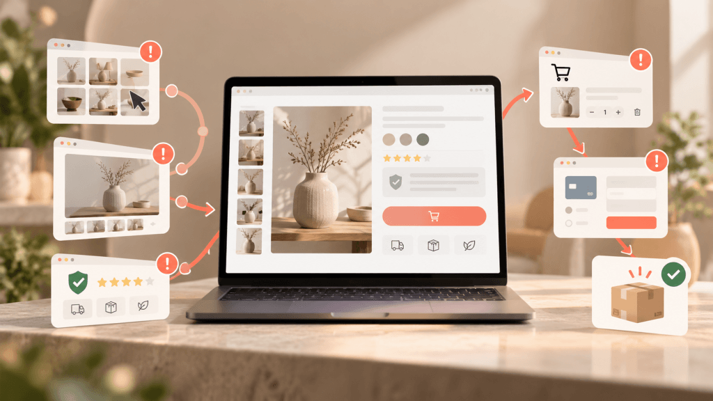 Waarom verkoopt mijn webshop niet analyse van productpagina, productbeelden, vertrouwen en checkout voor meer bestellingen